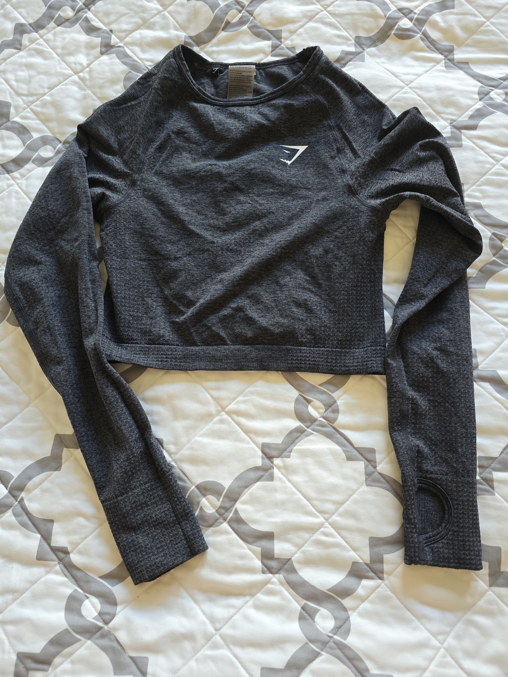 Gymshark Charcoal Seamless Long Sleeve Crop Sweatshirt